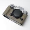 Iborrys Camera Genuine Leather Half Case Compatible with FUJIFILM Fuji X-T50 XT50  Made by Hand - Top Layer Cowhide Body + Metal Base Plate 2-in-1 Design (Retro Grey) view 4