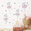 4 Cute Ballerina Ballet Dancers Wall Decals for Girls Bedroom Large Removable Wall Stickers for Classroom Pink and Black Wall Murals Peel and Stick Vinyl Kids Room Decor for Living Room Nursery view 1