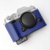 Iborrys Camera Genuine Leather Half Case Compatible with FUJIFILM Fuji X-T50 XT50  Made by Hand - Top Layer Cowhide Body + Metal Base Plate 2-in-1 Design (BlueA) view 3