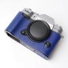 Iborrys Camera Genuine Leather Half Case Compatible with FUJIFILM Fuji X-T50 XT50  Made by Hand - Top Layer Cowhide Body + Metal Base Plate 2-in-1 Design (BlueA) view 4