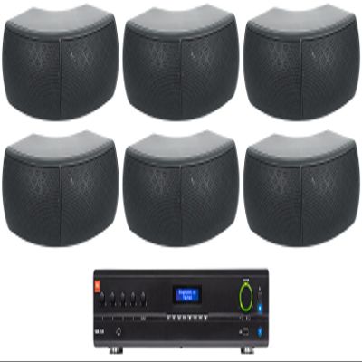 Audiosavings Bundle: (1) JBL VMA1240 Commercial/Restaurant 240W 70v Bluetooth Mixer/Amplifier Bundle with (6) ockville Wet-D4 Black Dual 4" Indoor/Outdoor Commercial/Restaurant 70V Speaker (7 Item)