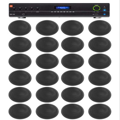 Audiosavings Bundle: (1) JBL VMA1240 Commercial/Restaurant 240W 70v Bluetooth Mixer/Amplifier Bundle with (24) Rockville CCL5T Black 70V 5" Commercial Ceiling Speakers 4 Restaurant/Office (25 Item)
