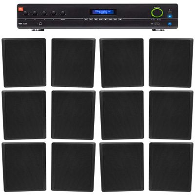 Audiosavings Bundle: (1) JBL VMA1240 Commercial/Restaurant 240W 70v Bluetooth Mixer/Amplifier Bundle with (12) Rockville RockSlim 70B Black 5.25" 70v Commercial Restaurant Wall Speakers (13 Item)