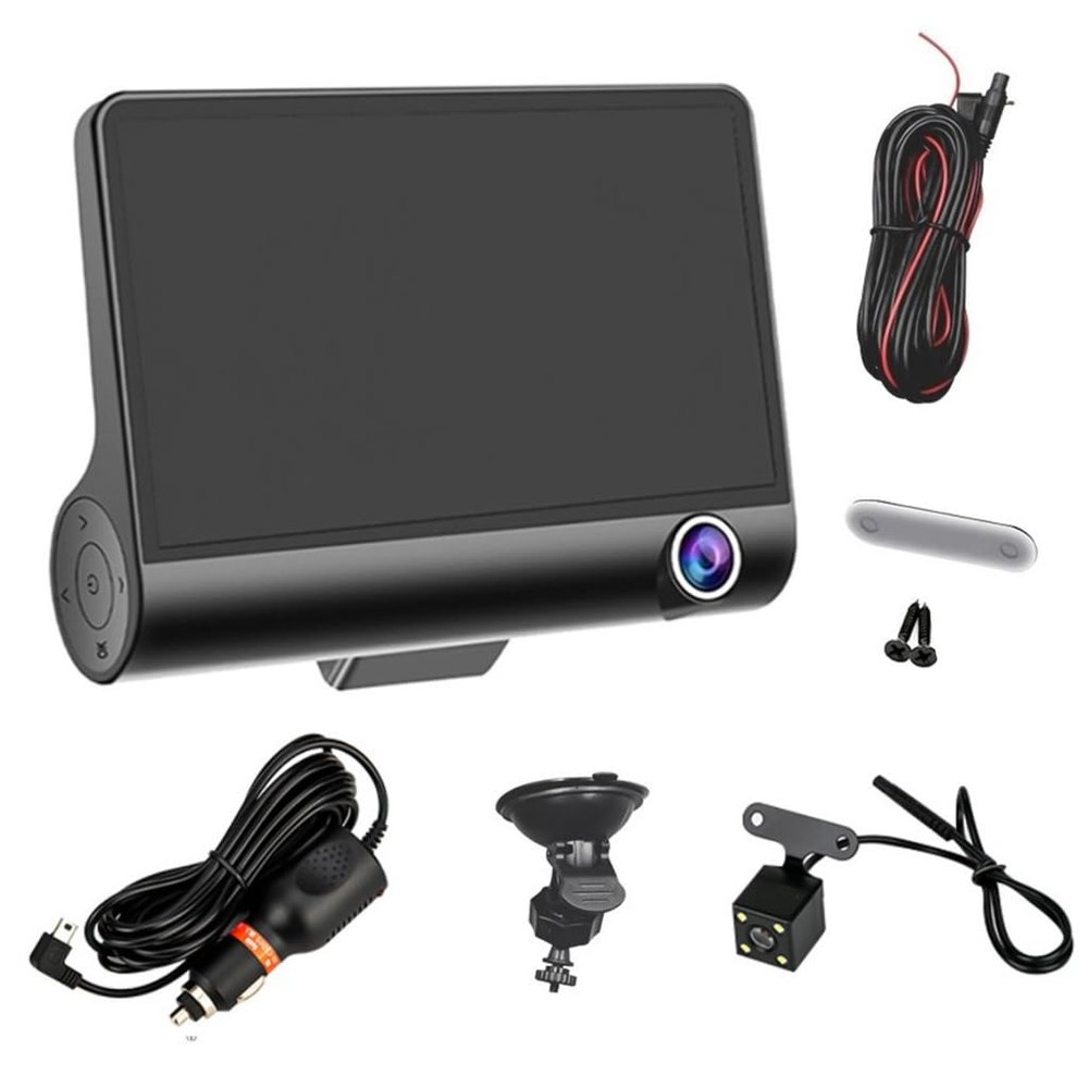 High-Definition 1080P Car Inches Video Recorder Auto Registrator with 3 Ways Cameras for Vehicle