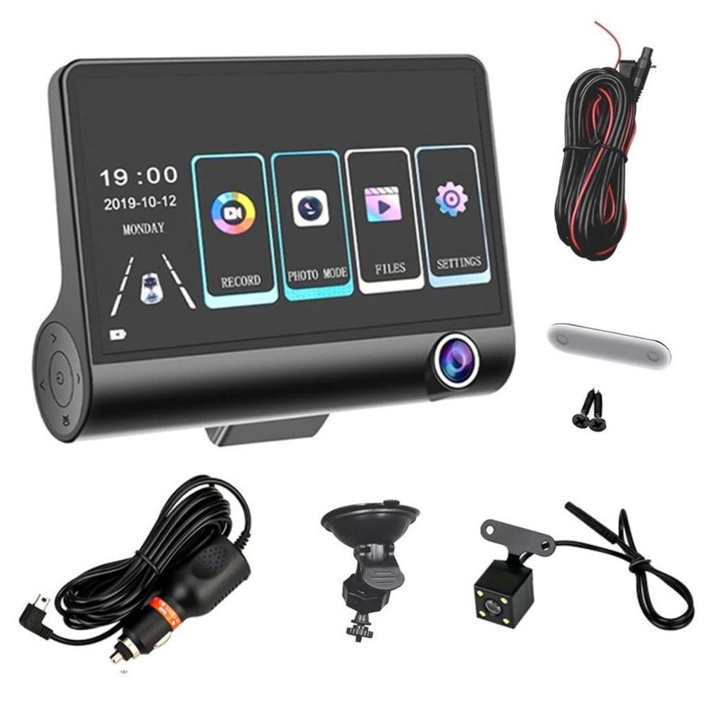 High-Definition 1080P Car Inches Video Recorder Auto Registrator with 3 Ways Cameras for Vehicle