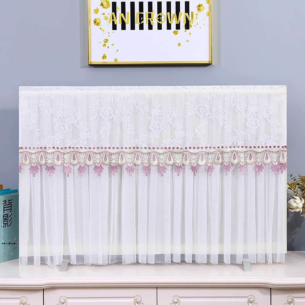 EHYXTEGX Indoor Television Dust Proof Cover Lace, TV/Computer Screen Dust Protection Cover, Antistatic Television Monitors Dust Proof Cover, Gauze Lace Tv Cover(Color4,32inch)