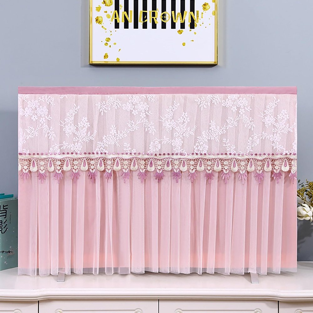 EHYXTEGX Indoor Television Dust Proof Cover Lace, TV/Computer Screen Dust Protection Cover, Antistatic Television Monitors Dust Proof Cover, Gauze Lace Tv Cover(Color2,67-70inch)