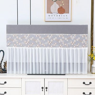 EHYXTEGX Indoor Lace TV Cover Antistatic Television Monitors Dust Proof Cover, Lace Dust Proof Cover with Elastic Band, Indoor Television Dust Proof Cover Lace(Color4,65inch)