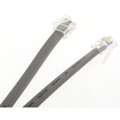 Telephone Extension Cable Gray PVC Sheath Male MMJ 9 10" (3 m), Pack of 1, MFR: 446670