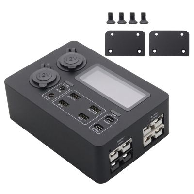 DirectNine Basics 12V Box Distributes Power to 6 USB Devices Simultaneously Portable .0 Port for Camping Hunting, Power Box, 16.6cmx11.7cmx5.7cm