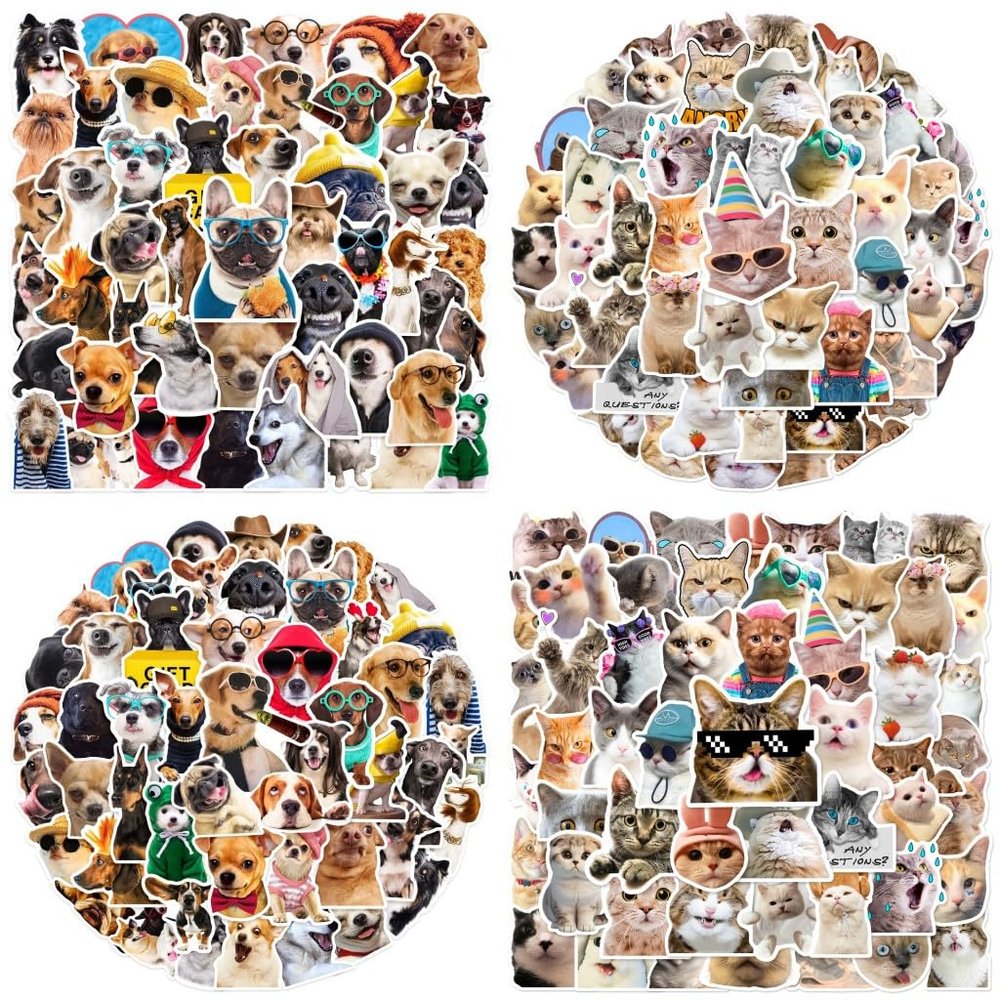 100 pcs/Set Cute Kawaii Funny & Dog Theme Mini Stickers,Vinyl Waterproof Stickers for Water Bottle, Laptop, Scarpbook, Skateboards, Christmas Halloween Birthday Party Favors Gift/Deco