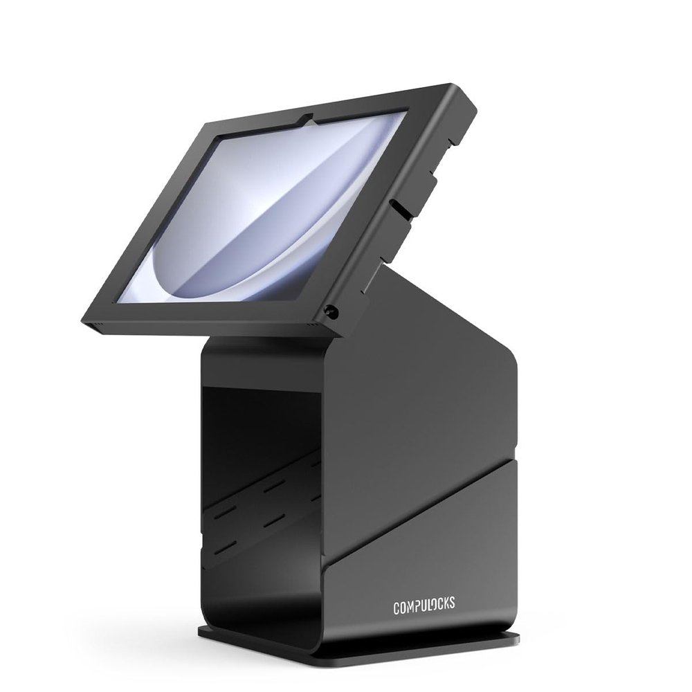 Compulocks Galaxy Tab A9+/A11+ Apex Enclosure - Secure Tablet Printer Kiosk Stand - Durable, Stylish, User-Friendly Design for Meeting Rooms, Business Events & Workspaces - Black Finish