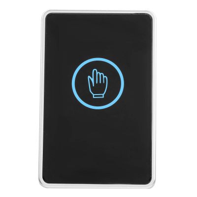 Backlit Door Exit Button with Contactless LED Infrared Access Control, Surface Mount Installation for Home Office, Black ABS Plastic