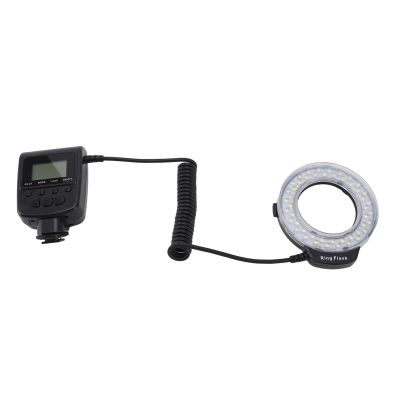 LED Macro Flash Light, LCD Display, 48 LEDs, 7 Brightness Modes, 9 Adapter Rings, Blue and Orange Flash Diffusers, for DSLR Cameras with True Color, Close Distance
