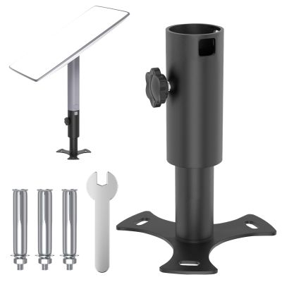 FOVYNA Mount with Pipe Adapter Fit Starlink Gen2,Short Bracket Accessories Compatible with Starlink V2 Dish Antenna,Starlink Roof Pole Mounting Kit for Outdoor,Yacht,Courtyard, Black