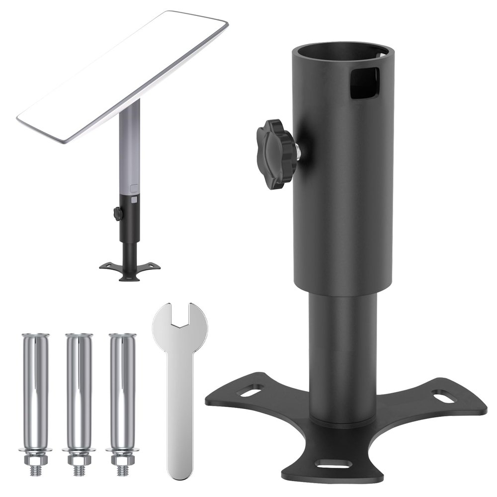 FOVYNA Mount with Pipe Adapter Fit Starlink Gen2,Short Bracket Accessories Compatible with Starlink V2 Dish Antenna,Starlink Roof Pole Mounting Kit for Outdoor,Yacht,Courtyard, Black