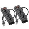 2 Packs Wall Mount Power Outlet Strip, 4 Outlet Mountable Power Strip with Switch, 3ft Cord Under Desk Power Strip for Office/Industrial/Home, Flat Plug, Black view 1