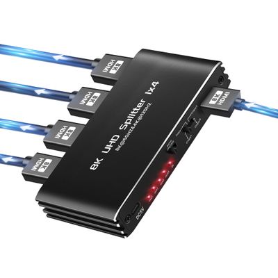 avedio links HDMI 2.1 Splitter 8K@60Hz 1 in 4 Out 4K@120Hz, HDMI Splitter for Multiple Monitors (Only Copy/Mirror Input Screen), Hdmi Splitters for Gaming Support 48Gbps, HDCP 2.31x4