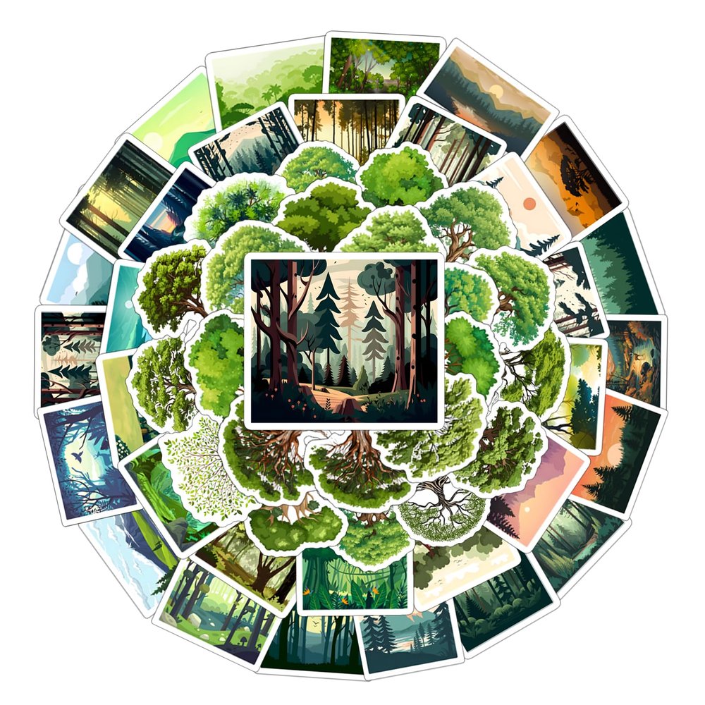 100PCS Forest Adventure Stickers Waterproof Vinyl Nature Sticker for Water Bottles Laptops Gear Scrapbooks Luggage Helmet Skateboard Snowboard Guitar- Perfect for Teens and Adults Nature Enthusiasts