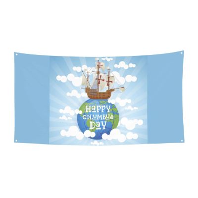 Happy Columbus Day Banner Decorations Backdrop Photography Background 71 * 35 Inches Yard Outdoor Welcome Poster Sign For Party Supplies Holiday