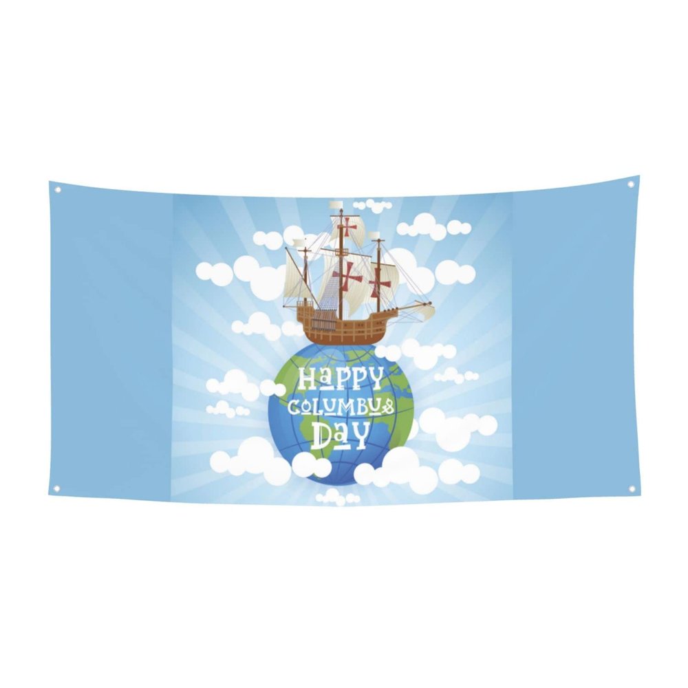 Happy Columbus Day Banner Decorations Backdrop Photography Background 71 * 35 Inches Yard Outdoor Welcome Poster Sign For Party Supplies Holiday