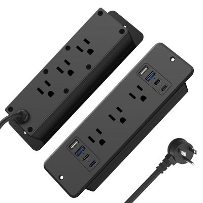 HHSOET 14 in 1 Fast Charging Recessed Power Strip, 20W Furniture Power Outlet, Flush Mount Surge Protection with 6 AC Plugs, 4 USB-A and 4 USB-C, 10ft Power Cord. (Black)