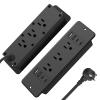 HHSOET 14 in 1 Fast Charging Recessed Power Strip, 20W Furniture Power Outlet, Flush Mount Surge Protection with 6 AC Plugs, 4 USB-A and 4 USB-C, 10ft Power Cord. (Black) view 1
