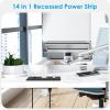 HHSOET 14 in 1 Fast Charging Recessed Power Strip, 20W Furniture Power Outlet, Flush Mount Surge Protection with 6 AC Plugs, 4 USB-A and 4 USB-C, 10ft Power Cord. (Black) view 3