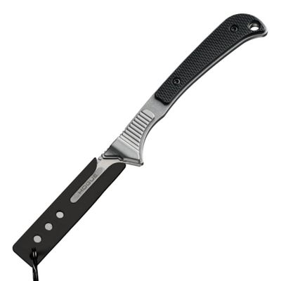 Hogue Expel 2.5 Replaceable High Carbon Steel Blade, 440C Stainless Steel Frame w/Removable Peel-Ply Textured G10 Scales, Fixed Scalpel Knife, Solid Black - 35876