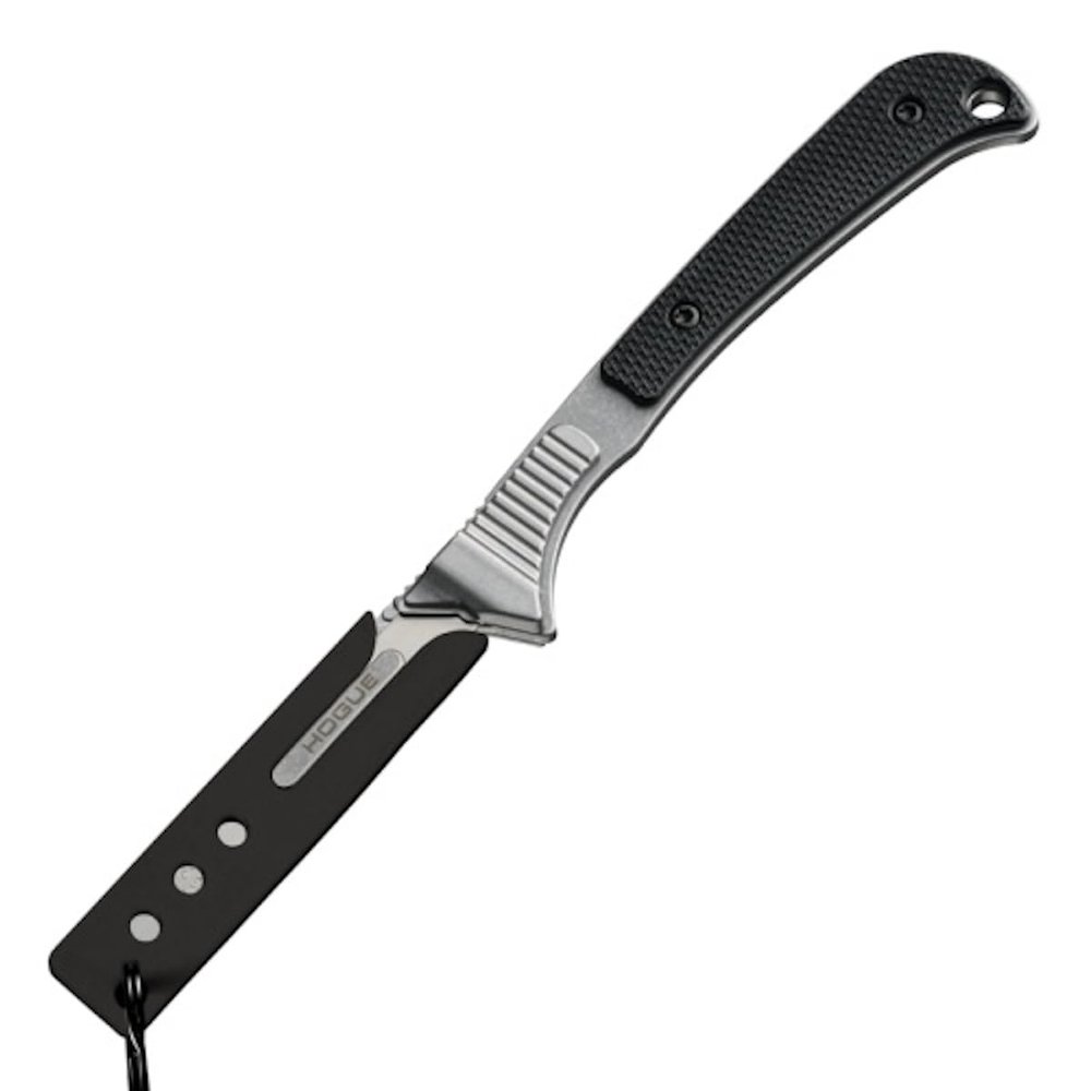 Hogue Expel 2.5 Replaceable High Carbon Steel Blade, 440C Stainless Steel Frame w/Removable Peel-Ply Textured G10 Scales, Fixed Scalpel Knife, Solid Black - 35876