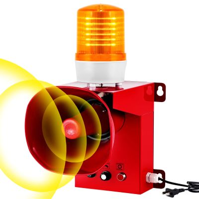 Saladulce 130dB Industrial Siren Alarm - Adjustable Volume & Tone, IP65 Waterproof Outdoor Alarm with Strobe Light for Warehouse, Office, Port, and Machinery (110, Volts)