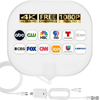 TV Antenna Indoor for Local Channels - 4K HD Amplified Digital HDTV Antenna with Signal Booster - 360 Long Reception TV Aerial Support All Types TV