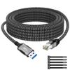 USB to Ethernet Cable 0.5 FT, USB 3.0 A Male to RJ45 Male Cord, Directly Connected, Aluminum Portable Gigabit LAN Network Cable for Laptop, PC, Switch, More, Braided Cable with 5 Pcs Ties view 1