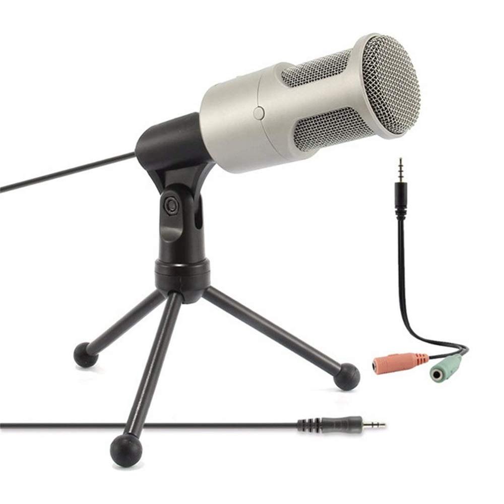 JDXQBLD Microphone for Computer Computer Microphone,External PC 3.5mm Microphone with Tripod Condenser Mic for Loptop Mac-Recorder Singing Karaoke
