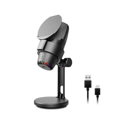 JDXQBLD RGB Gaming Microphone Desktop USB Condenser Multi Function Gaming Mic for PC Computer Laptop Video (D As Shown) (D As Shown)