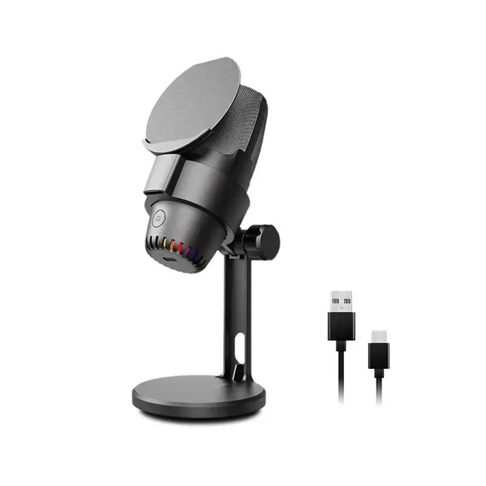 JDXQBLD RGB Gaming Microphone Desktop USB Condenser Multi Function Gaming Mic for PC Computer Laptop Video (D As Shown) (D As Shown)