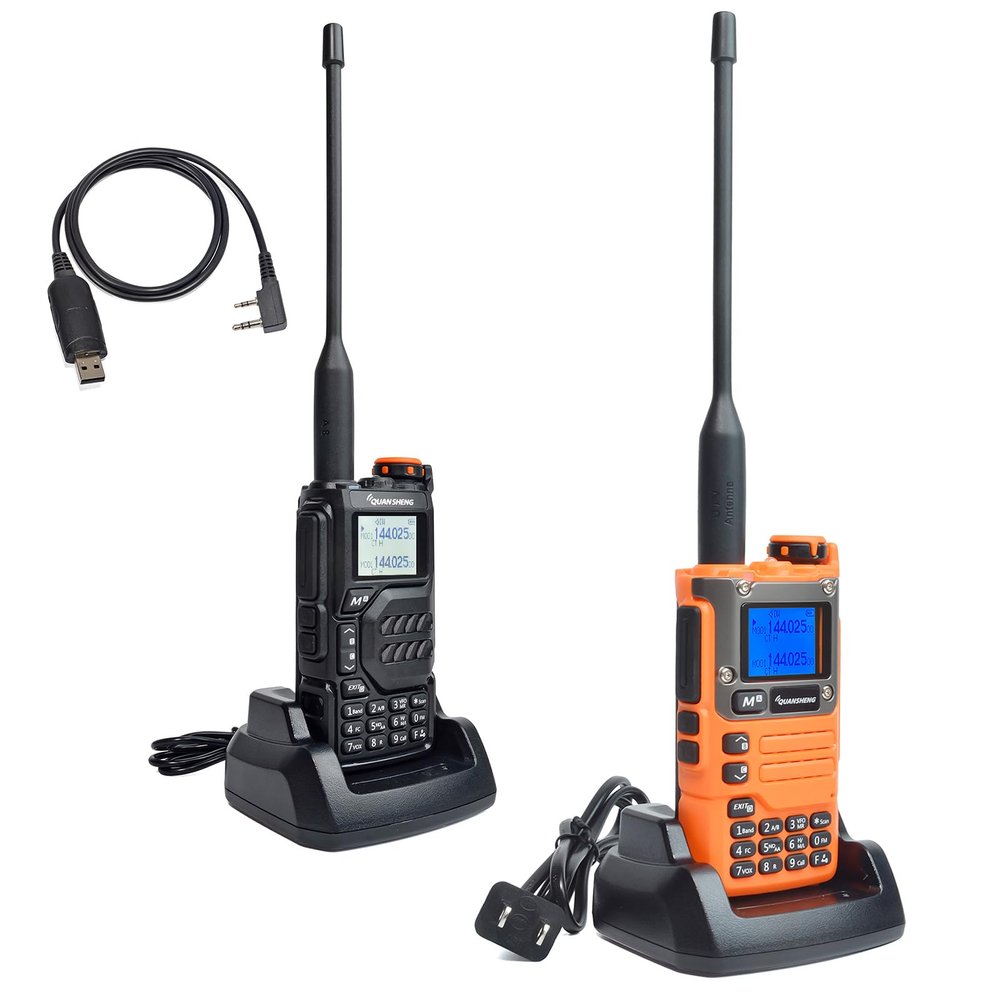 QUANSHENG UV-K5&UV-K6 Walkie Talkie, Portable VHF UHF Dual Band 5W Type-C Rechargeable Two Way Radio NOAA Emergency Weather Receiver with Programming Cable