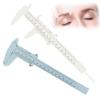 2 Pack Eyebrow Measuring Ruler, Brow Mapping Tool with Mini Vernier Caliper - Plastic Sliding Gauge 0-150mm / 0-6 Inch for Eyebrow Tattoo Permanent Makeup Brow Artists (White+Blue) view 1