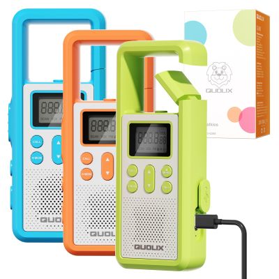 QUOLIX Walkie Talkies for Kids 3 Pack Rechargeable with SOS/NOAA/VOX Hands-Free, Durable Kids Walkie Talkies for 3-12 Year Old Boys Girls, Outdoor Backyard Camping Trio Family Fun Birthday Gifts