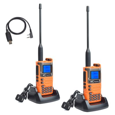 QUANSHENG UV-K6 Walkie Talkie, Portable VHF UHF Dual Band 5W Type-C Rechargeable Two Way Radio NOAA Emergency Weather Receiver with Programming Cable (Pack of 2)