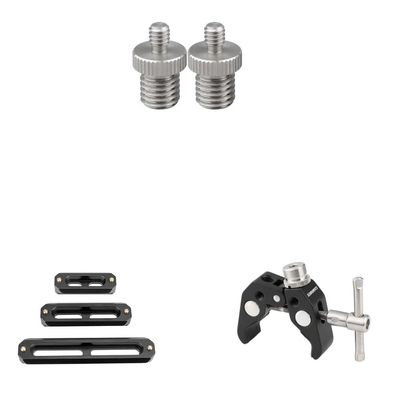 CAMVATE 1/4" Male to M12 Male Screw + Triple NATO Rail Quick Release Bar + Crab clamp with 5/8"-27 Thread