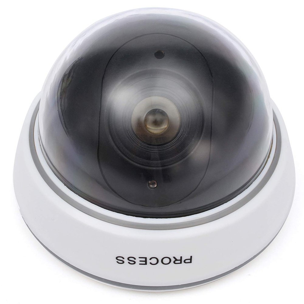 YUHOME 1Pc Simulation Camera Fake Dummy Dome Surveillance Security Camera Flashing Red Light (White)