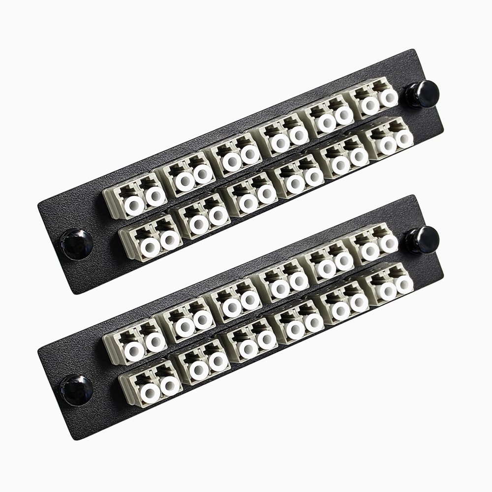 Duogalia 12 Duplex LC/MM Fiber Patch Panel with Duplex Multimode Gray LC Adapters, 24 Fiber Ports(2-Pack)