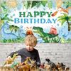 15x10ft Dinosaur Happy Birthday Backdrop Cartoon Dinosaurs Palm Leaves Colorful Dots Volcano Photography Background Kids Birthday Dinosaur Theme Party Decorations Banner Photo Studio Props view 3