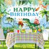 15x10ft Dinosaur Happy Birthday Backdrop Cartoon Dinosaurs Palm Leaves Colorful Dots Volcano Photography Background Kids Birthday Dinosaur Theme Party Decorations Banner Photo Studio Props view 4