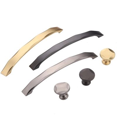 DYINGZL Door Handl Cabinet Black Handle Black/White/Grey Modern Zinc Alloy Arc Vintage Furniture Handles(Nickel Wire Drawing)