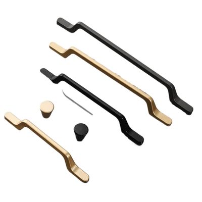 DYINGZL European Simple Black Kitchen Cabinet Door Handles Matte Gold Aluminum Alloy Drawer Pulls Furniture Handle Hardware(Black 192mm)