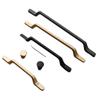 DYINGZL European Simple Black Kitchen Cabinet Door Handles Matte Gold Aluminum Alloy Drawer Pulls Furniture Handle Hardware(Black 192mm) view 1