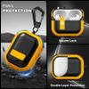 RFUNGUANGO for AirPods Pro Case Cover with Secure Lock Clip, Automatic Pop-up Case Full-Body Shockproof Hard Protective Cover for AirPods Pro 2/1/Gen E-Black+Yellow view 4