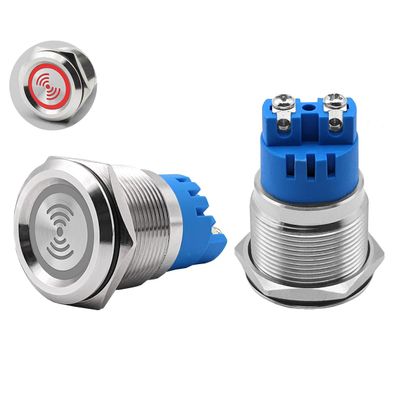 2PCS DC24V 22mm Electronic Stainless Steel Buzzer Alarm Sounder Waterproof IP67 Continuous Sounder 110dB Metal Active Piezo Buzzer with Red Flash Indicator